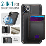JEEHOOD For iPhone 11 Pro Max Case J10 Compatible with MagSafe Leather Back Phone Cover with Detachable Card Holder Kickstand