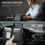 JEEHOOD For iPhone 11 Pro Max Case J10 Compatible with MagSafe Leather Back Phone Cover with Detachable Card Holder Kickstand