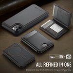JEEHOOD For iPhone 11 Pro Max Case J10 Compatible with MagSafe Leather Back Phone Cover with Detachable Card Holder Kickstand