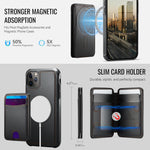 JEEHOOD For iPhone 11 Pro Max Case J10 Compatible with MagSafe Leather Back Phone Cover with Detachable Card Holder Kickstand