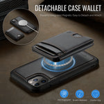 JEEHOOD For iPhone 11 Pro Max Case J10 Compatible with MagSafe Leather Back Phone Cover with Detachable Card Holder Kickstand