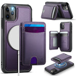 JEEHOOD For iPhone 11 Pro Max Case J10 Compatible with MagSafe Leather Back Phone Cover with Detachable Card Holder Kickstand