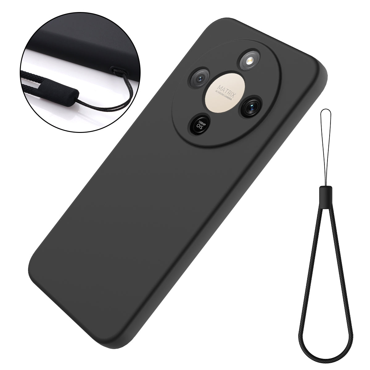 For Honor Magic8 Lite 5G / X9d 5G / X70 5G Liquid Silicone Case Phone Back Cover with Hand Strap