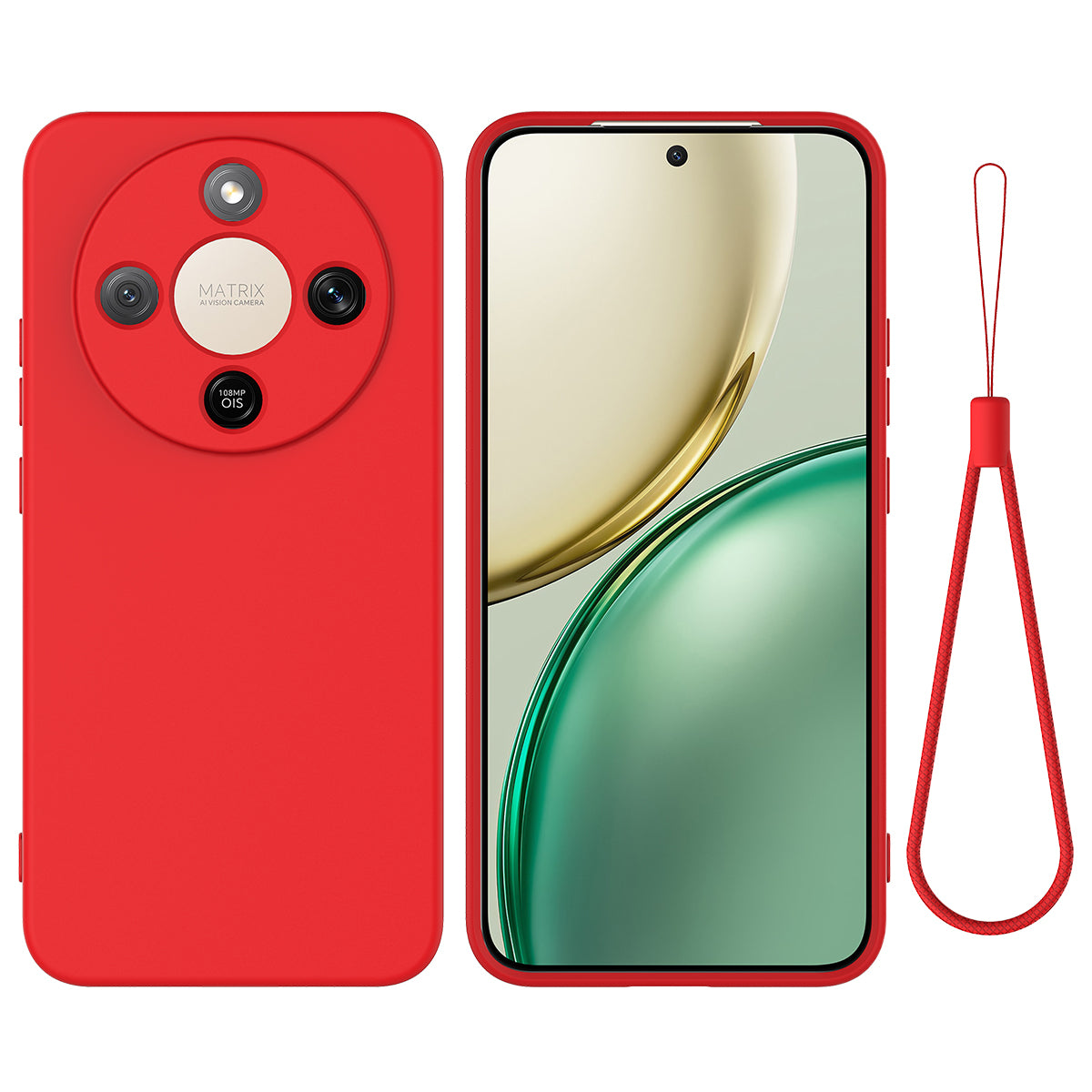 For Honor Magic8 Lite 5G / X9d 5G / X70 5G Liquid Silicone Case Phone Back Cover with Hand Strap