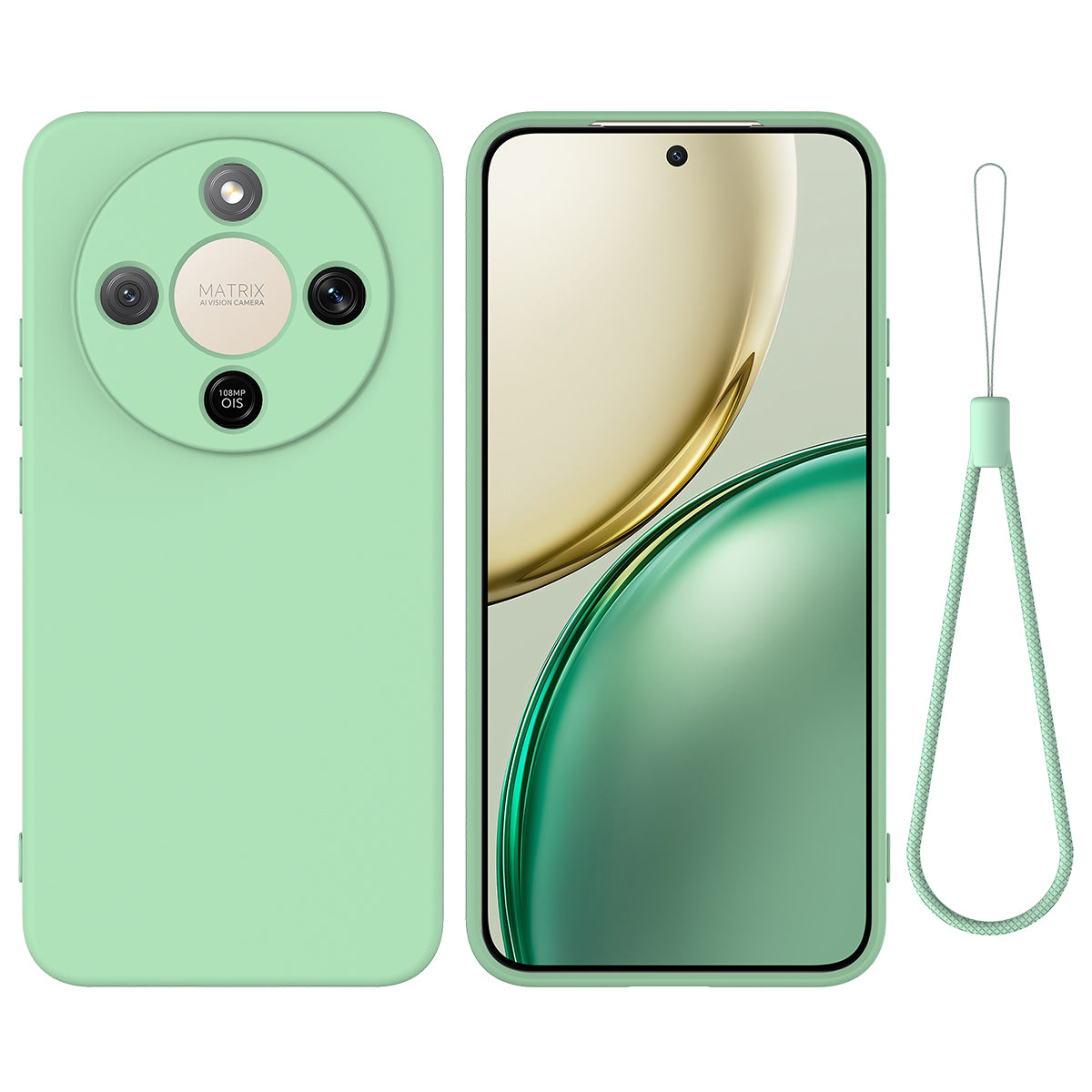 For Honor Magic8 Lite 5G / X9d 5G / X70 5G Liquid Silicone Case Phone Back Cover with Hand Strap
