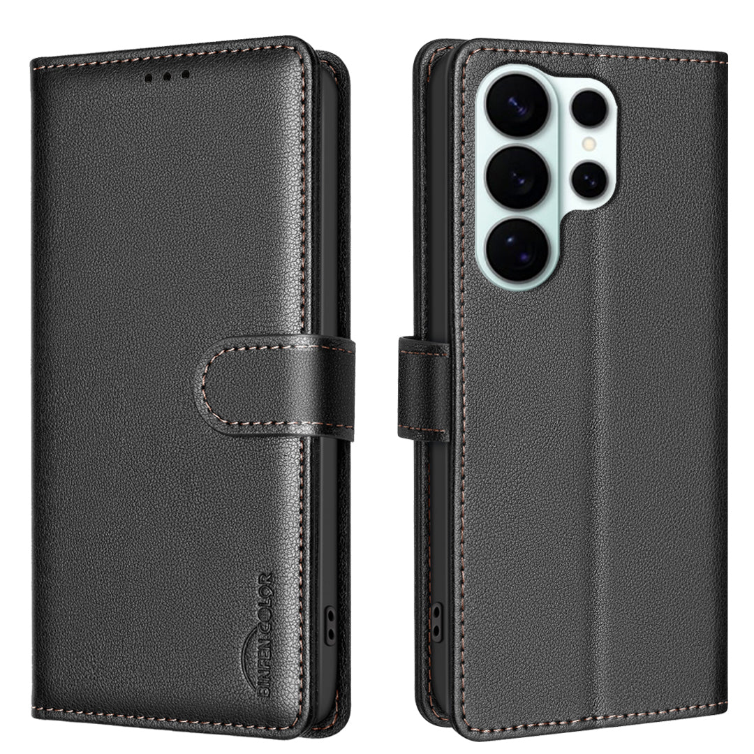 BINFEN COLOR For Samsung Galaxy S26 Ultra Leather Case  BF32 Wallet RFID Blocking Phone Cover