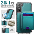 JEEHOOD For Samsung Galaxy S21 5G Case J10 Magnetic Case Leather Back Phone Cover with Detachable Card Holder Kickstand