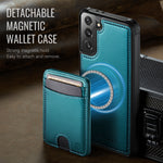 JEEHOOD For Samsung Galaxy S21 5G Case J10 Magnetic Case Leather Back Phone Cover with Detachable Card Holder Kickstand