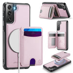 JEEHOOD-cover til Samsung Galaxy S21 5G, J10 magnetisk cover med læderbagside, mobilcover med aftagelig kortholder og støtte
