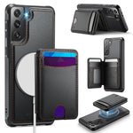 JEEHOOD For Samsung Galaxy S21 5G Case J10 Magnetic Case Leather Back Phone Cover with Detachable Card Holder Kickstand