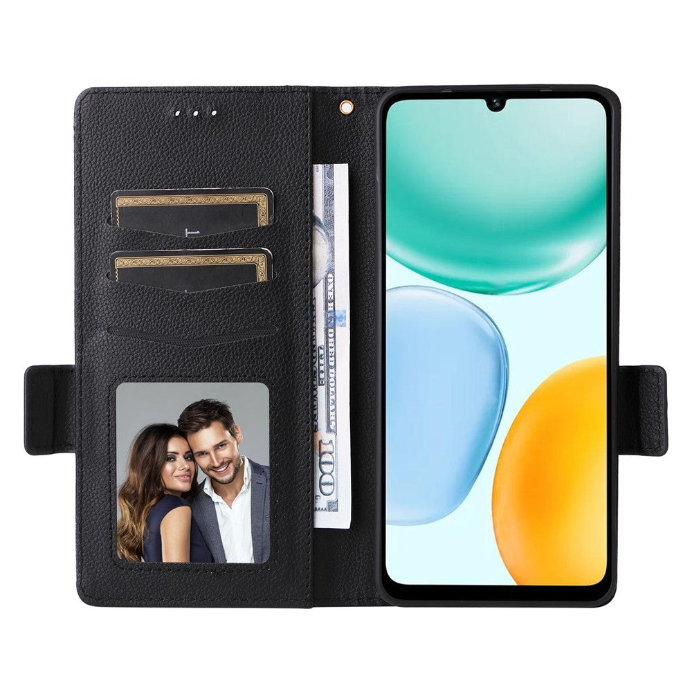 Leather Case for Honor X5c 4G / X5c Plus 4G / Play10A 4G Litchi Texture Wallet Phone Cover with Wrist Strap