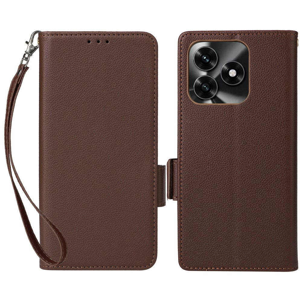 Leather Case for Honor X5c 4G / X5c Plus 4G / Play10A 4G Litchi Texture Wallet Phone Cover with Wrist Strap