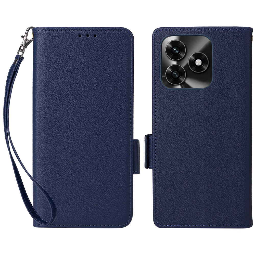 Leather Case for Honor X5c 4G / X5c Plus 4G / Play10A 4G Litchi Texture Wallet Phone Cover with Wrist Strap