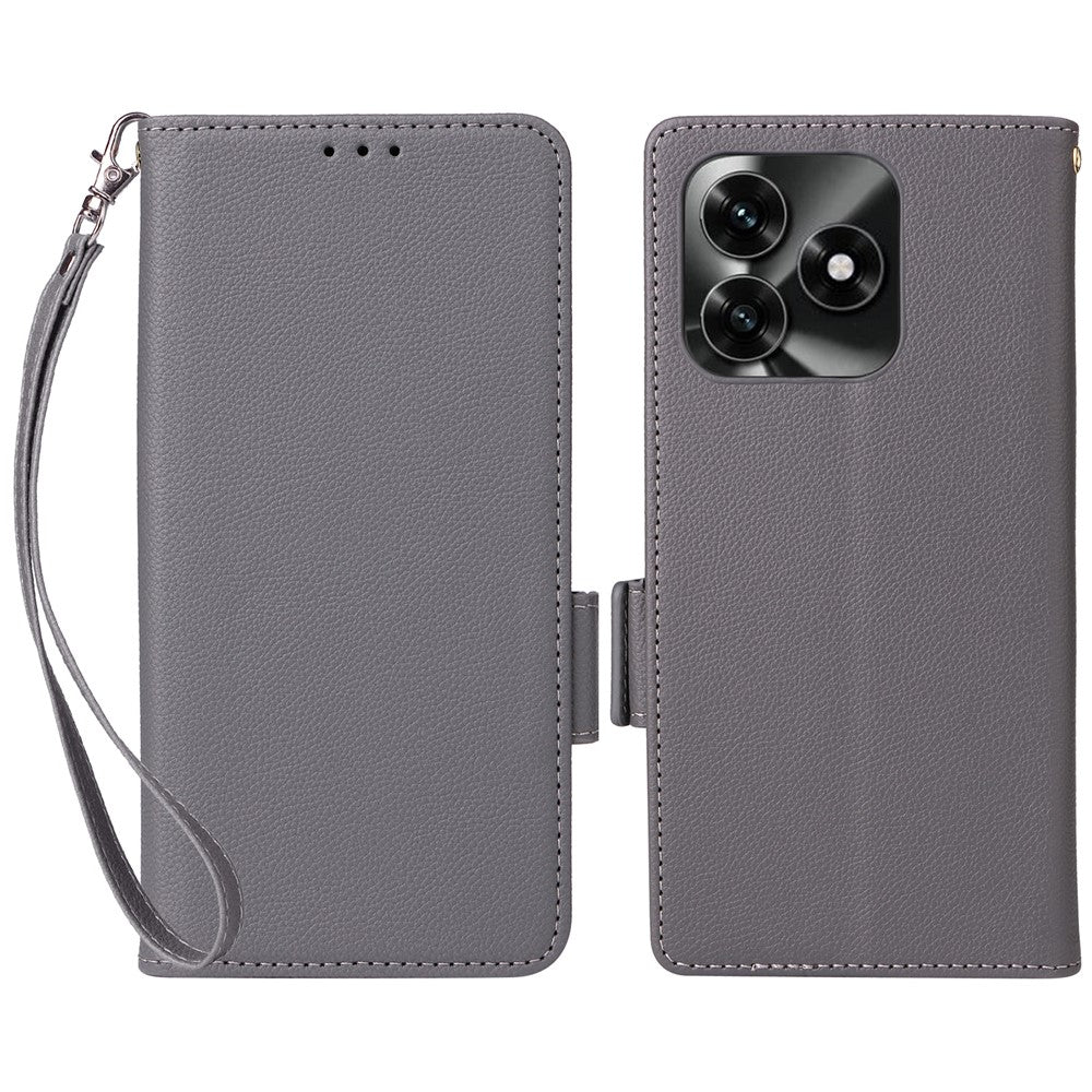 Leather Case for Honor X5c 4G / X5c Plus 4G / Play10A 4G Litchi Texture Wallet Phone Cover with Wrist Strap