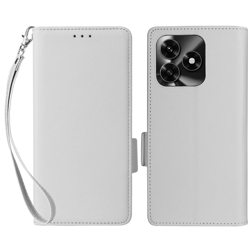 Leather Case for Honor X5c 4G / X5c Plus 4G / Play10A 4G Litchi Texture Wallet Phone Cover with Wrist Strap