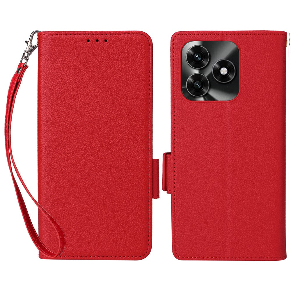 Leather Case for Honor X5c 4G / X5c Plus 4G / Play10A 4G Litchi Texture Wallet Phone Cover with Wrist Strap