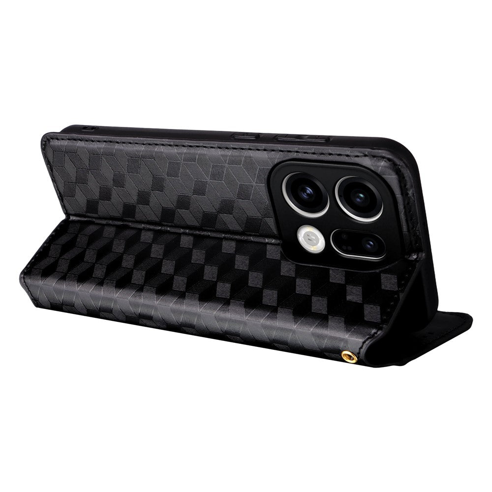 For Oppo Find X9 5G Case Wallet Rhombus Imprinted PU Leather Phone Cover