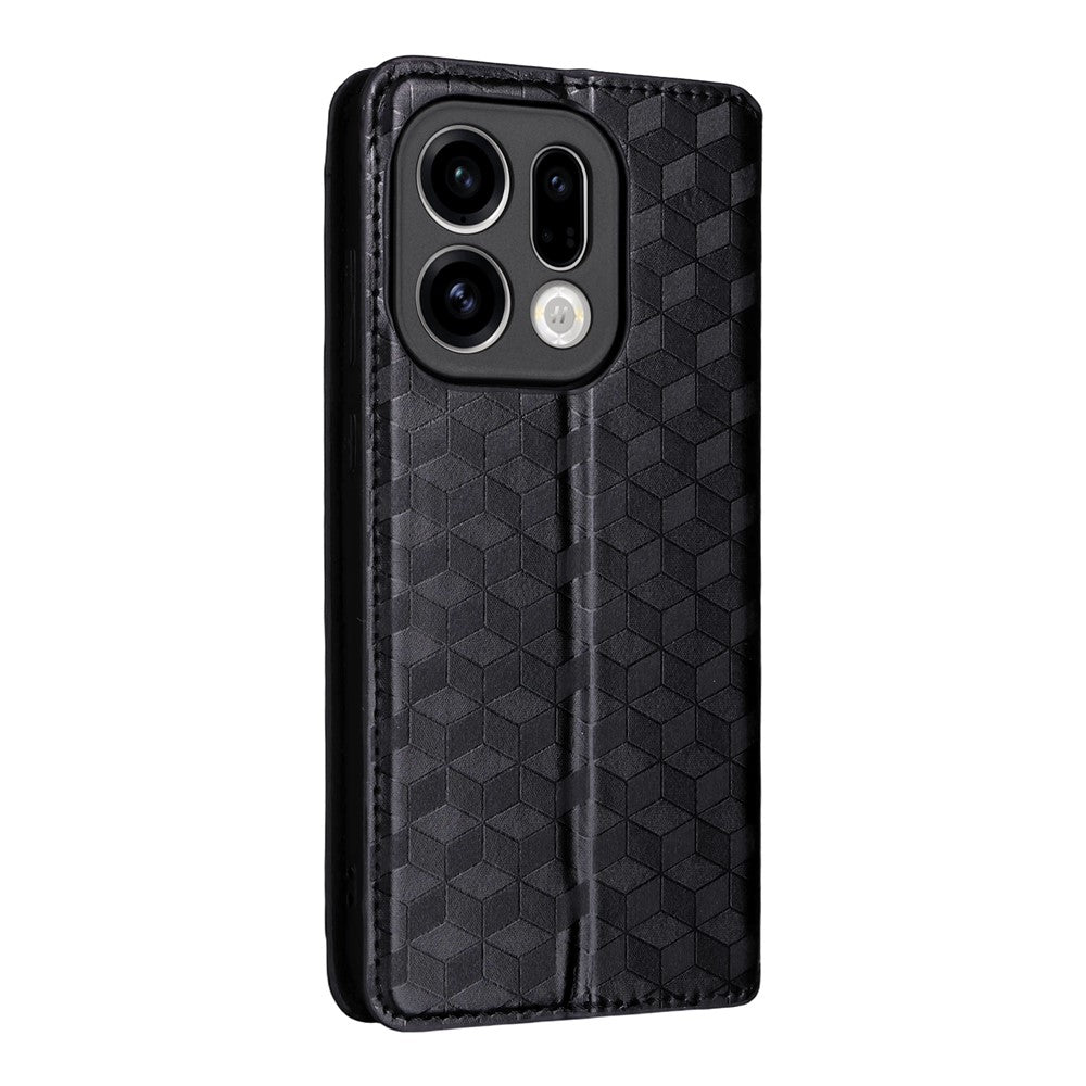For Oppo Find X9 5G Case Wallet Rhombus Imprinted PU Leather Phone Cover