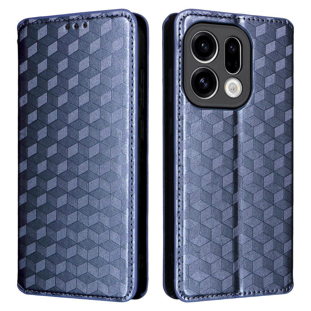 For Oppo Find X9 5G Case Wallet Rhombus Imprinted PU Leather Phone Cover