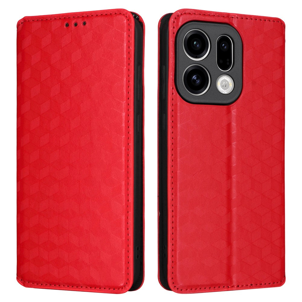 For Oppo Find X9 5G Case Wallet Rhombus Imprinted PU Leather Phone Cover