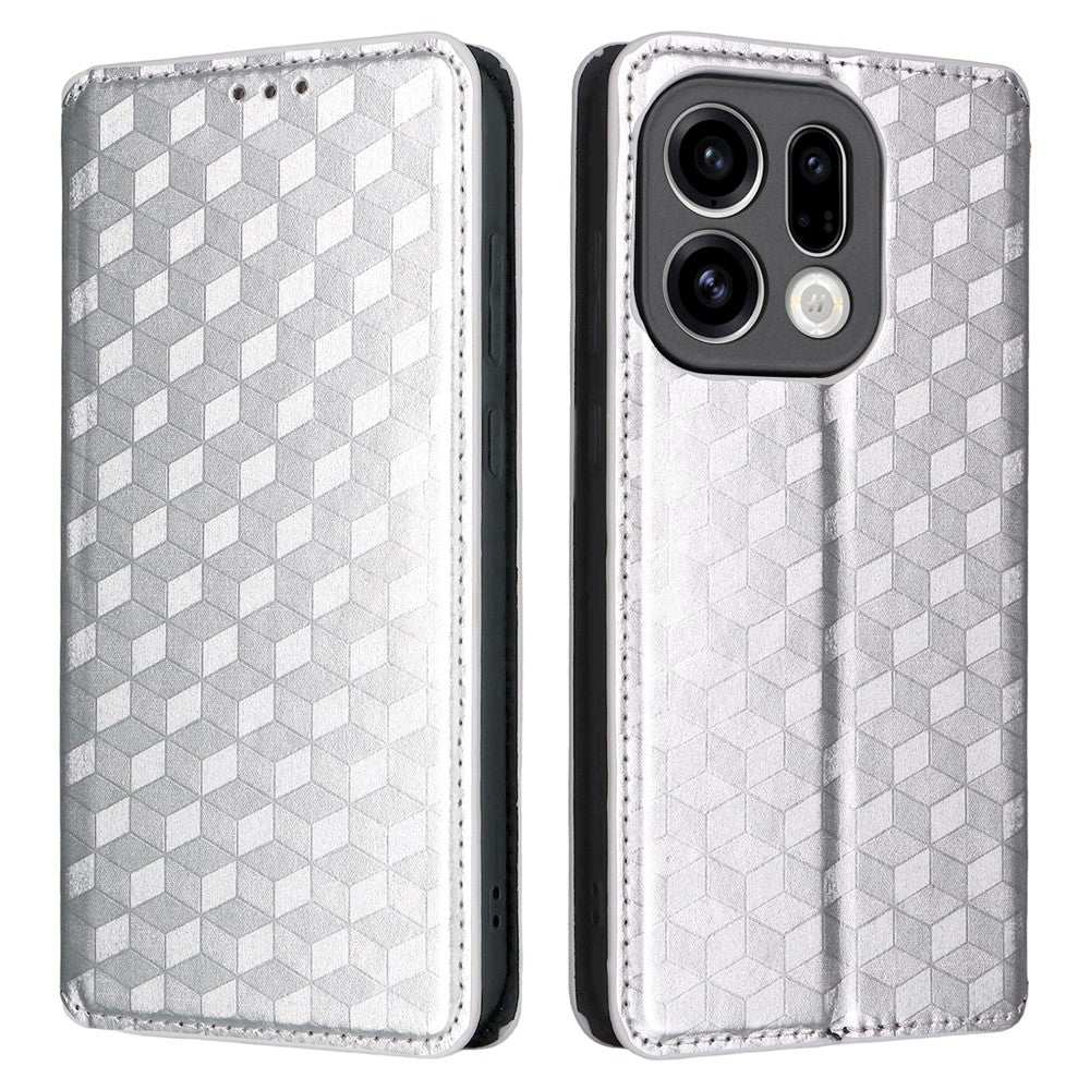 For Oppo Find X9 5G Case Wallet Rhombus Imprinted PU Leather Phone Cover