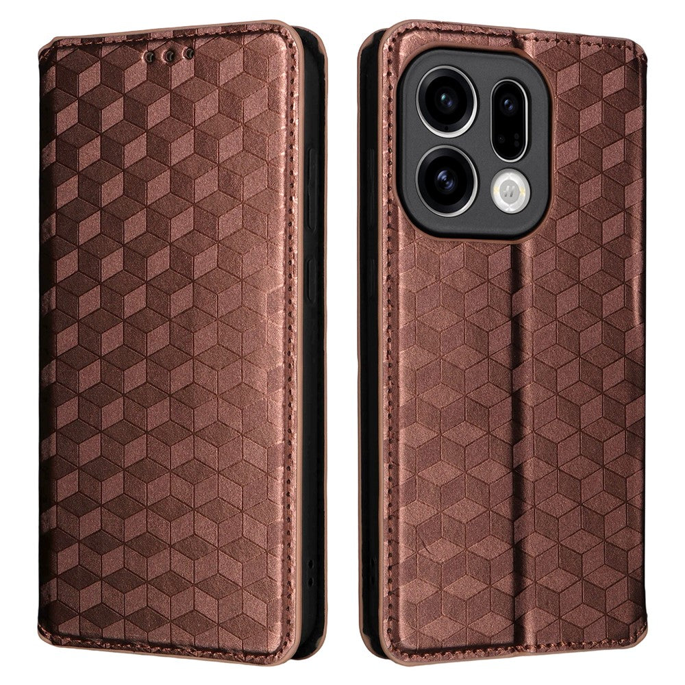 For Oppo Find X9 5G Case Wallet Rhombus Imprinted PU Leather Phone Cover