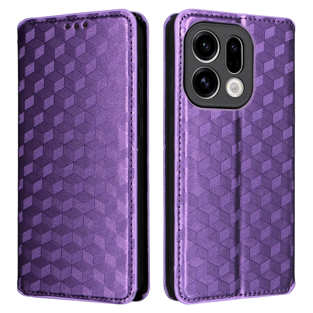 For Oppo Find X9 5G Case Wallet Rhombus Imprinted PU Leather Phone Cover