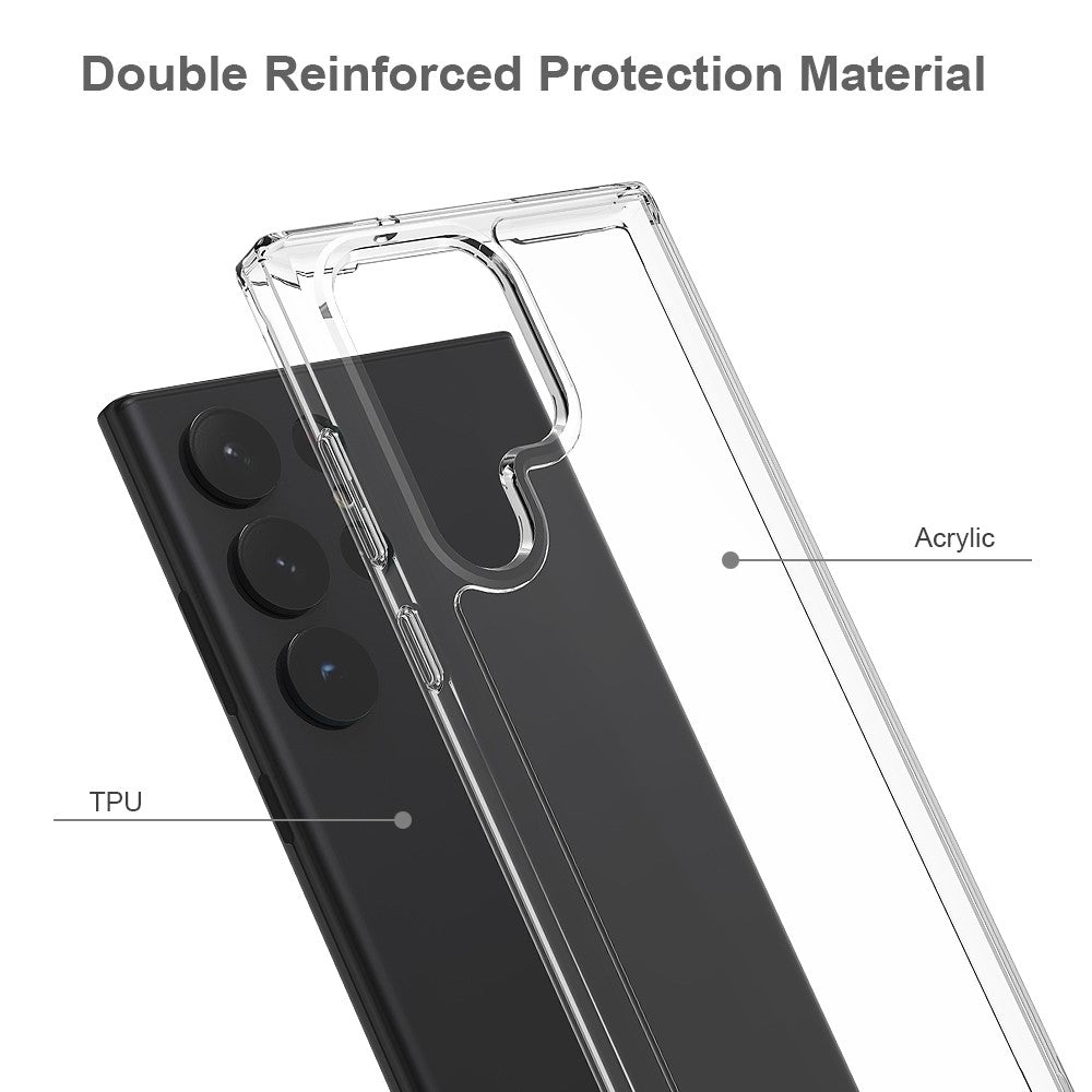 Samsung Galaxy S23 Ultra Stötsäkert Akryl + TPU Mobilskal Gulnfri Genomskinligt mobilskal