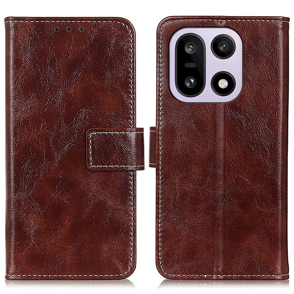 OnePlus 15 5G Plånboksfodral Lädermobilfodral Crazy Horse Texture