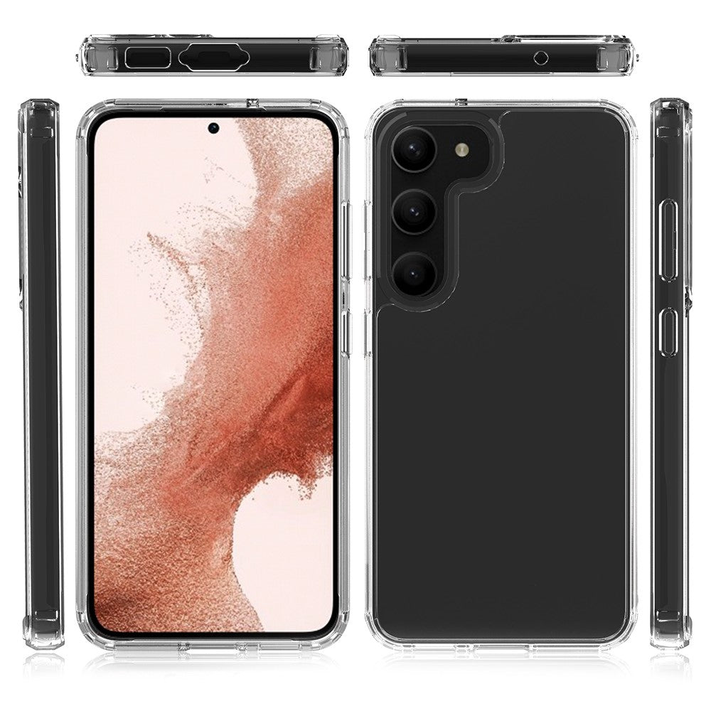 Samsung Galaxy S23 stødsikkert mobilcover i akryl + TPU, gulningsfrit gennemsigtigt mobilcover
