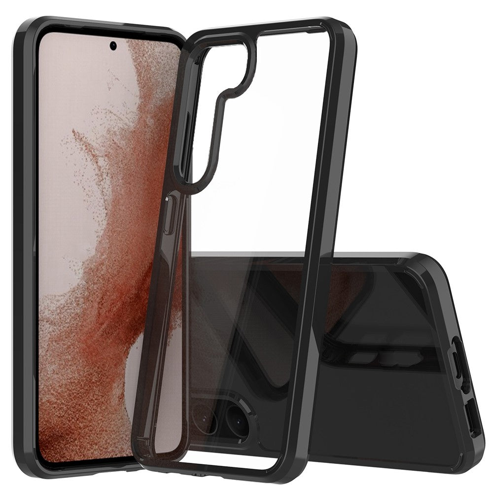 Samsung Galaxy S23 stødsikkert mobilcover i akryl + TPU, gulningsfrit gennemsigtigt mobilcover