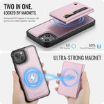 JEEHOOD Til iPhone 15 Plus / iPhone 14 Plus Cover J12 Magnetisk Aftagelig Lynlås Pung Kickstand Læder Bagcover Kompatibel med MagSafe