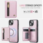 JEEHOOD Til iPhone 15 Plus / iPhone 14 Plus Cover J12 Magnetisk Aftagelig Lynlås Pung Kickstand Læder Bagcover Kompatibel med MagSafe