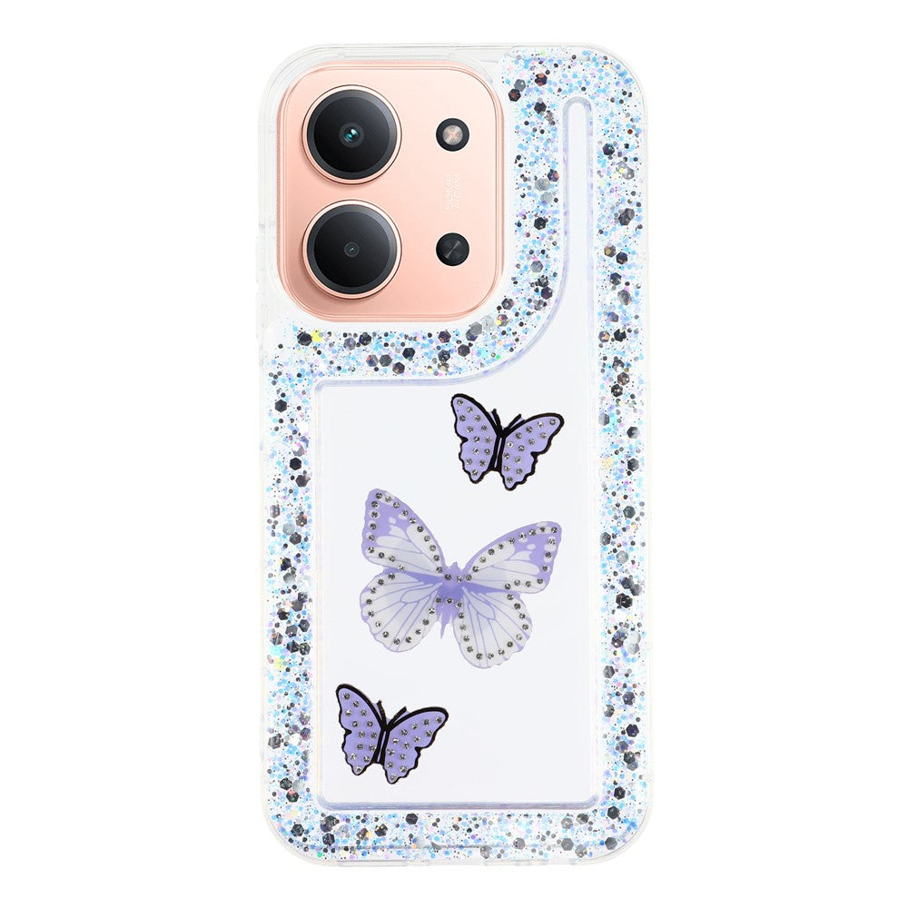 For Xiaomi Redmi 15C 4G (Global) (171mm)  /  Poco C85 4G (171mm) Case DIY Butterfly Glitter Epoxy Soft TPU Phone Back Cover