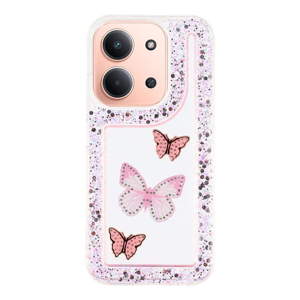 For Xiaomi Redmi 15C 4G (Global) (171mm)  /  Poco C85 4G (171mm) Case DIY Butterfly Glitter Epoxy Soft TPU Phone Back Cover