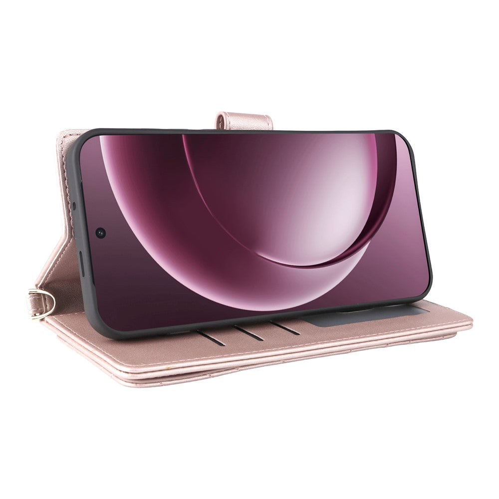 OnePlus 15 5G Läderfodral Stativ Plånboksfodral med Axel-/Handledsrem