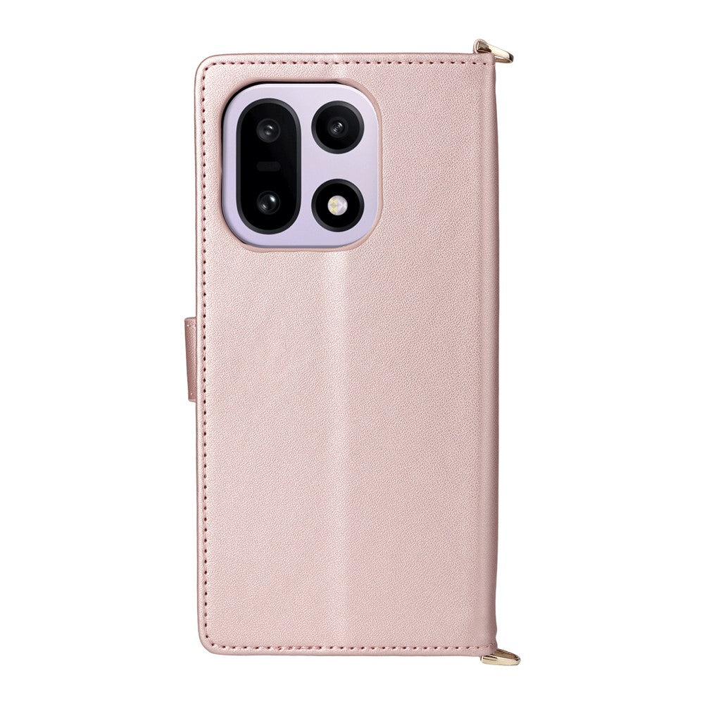 OnePlus 15 5G Läderfodral Stativ Plånboksfodral med Axel-/Handledsrem
