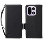 OnePlus 15 5G-skal, Litchitexturerat plånboksläderfodral med handledsrem