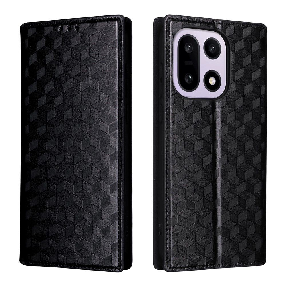 For OnePlus 15 5G Case Wallet Rhombus Imprinted PU Leather Phone Cover
