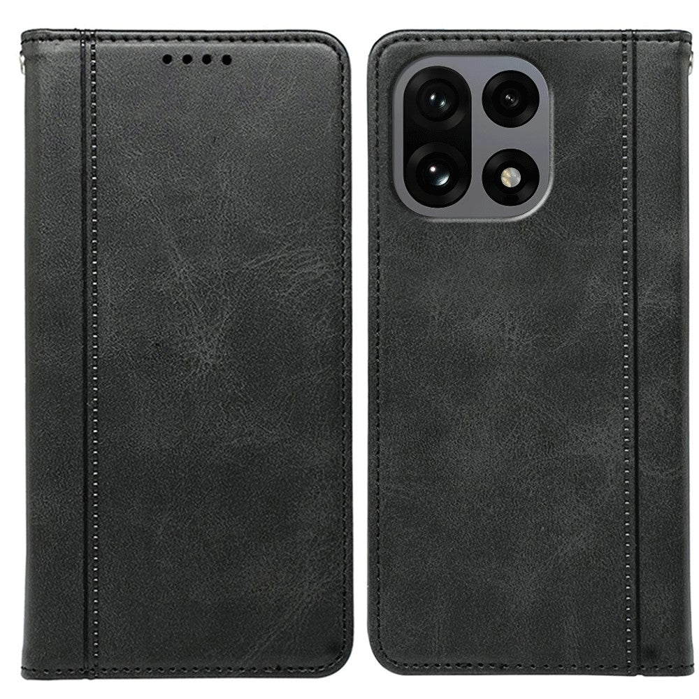 For OnePlus 15 5G Case Hidden Magnetic Closure Calf Texture Leather Phone Cover