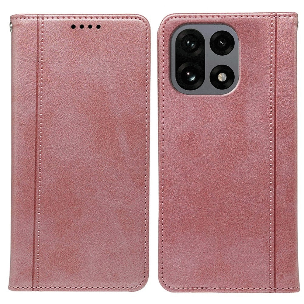 For OnePlus 15 5G Case Hidden Magnetic Closure Calf Texture Leather Phone Cover