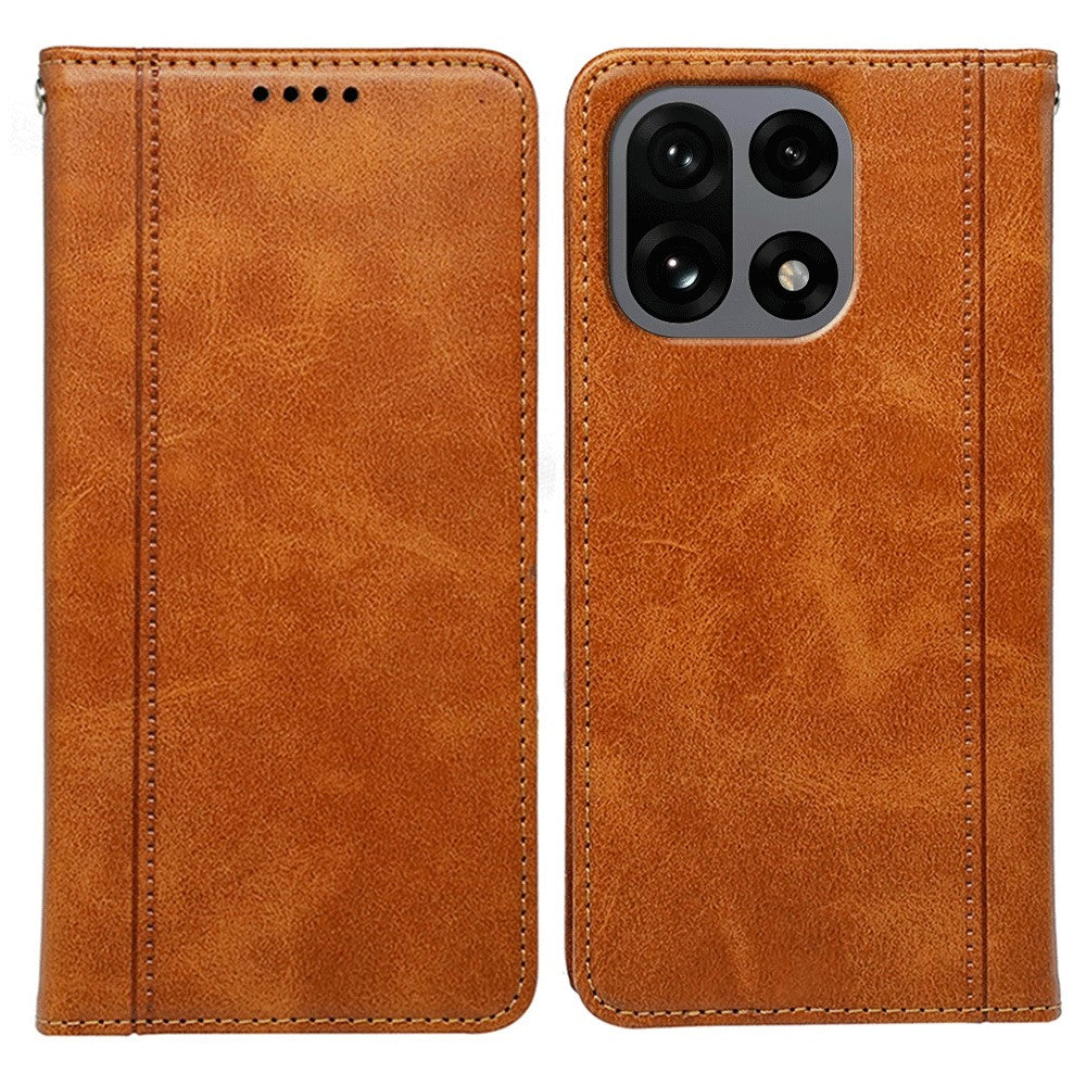 For OnePlus 15 5G Case Hidden Magnetic Closure Calf Texture Leather Phone Cover