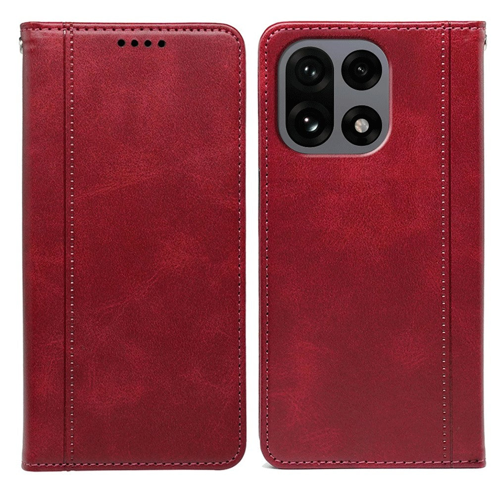 For OnePlus 15 5G Case Hidden Magnetic Closure Calf Texture Leather Phone Cover