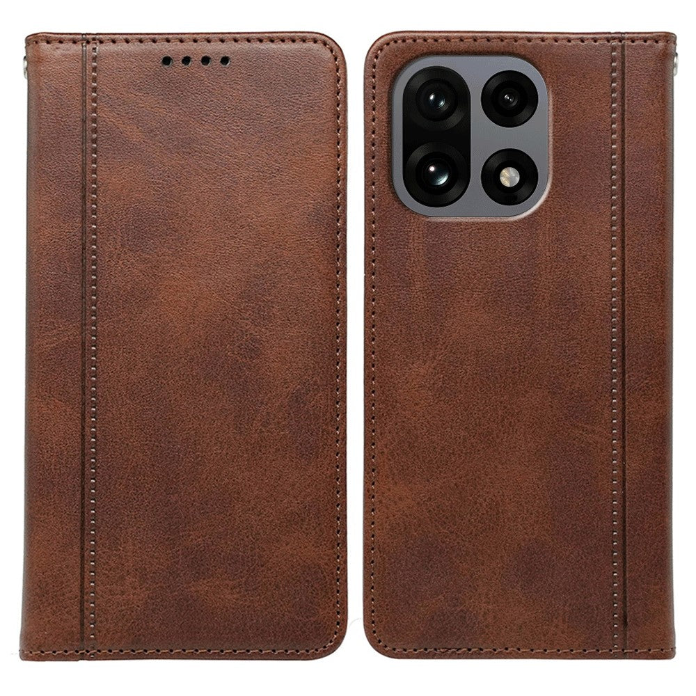 For OnePlus 15 5G Case Hidden Magnetic Closure Calf Texture Leather Phone Cover