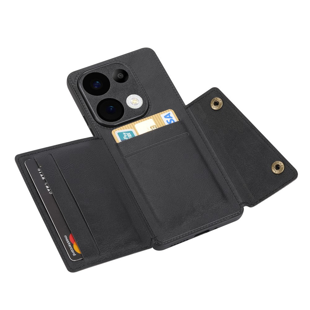Etui med kortlommer, støtte og læder + TPU-mobilcover til Xiaomi Redmi 15C 4G (Global) (171mm) / Poco C85 4G (171mm)