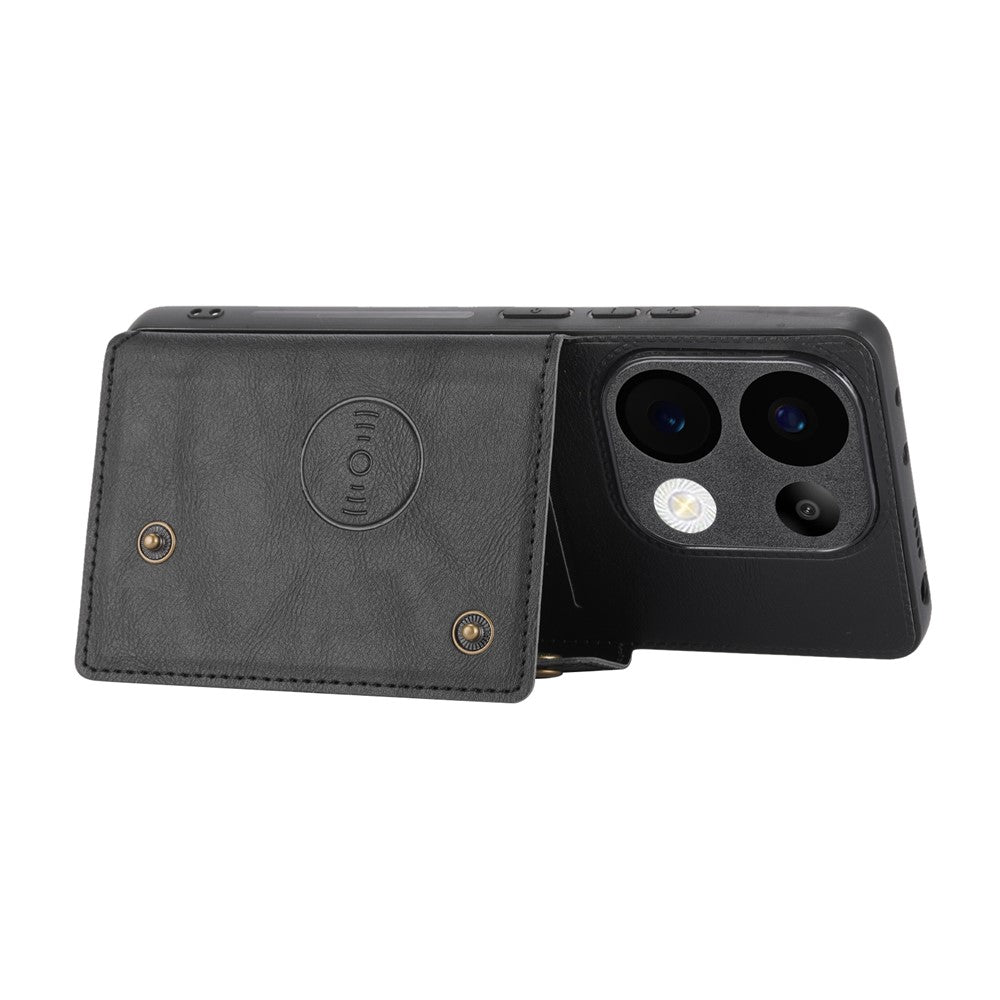 Etui med kortlommer, støtte og læder + TPU-mobilcover til Xiaomi Redmi 15C 4G (Global) (171mm) / Poco C85 4G (171mm)