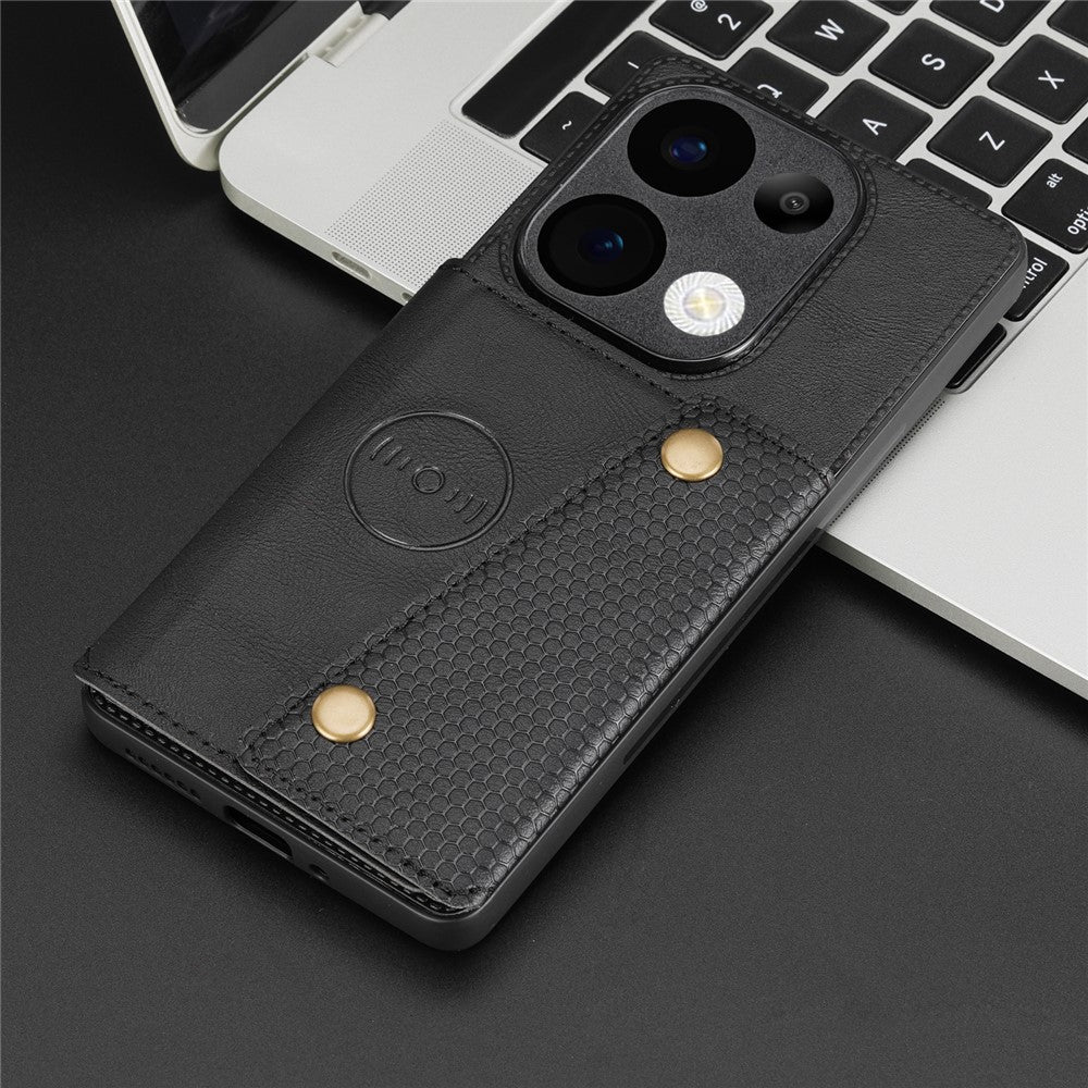 Etui med kortlommer, støtte og læder + TPU-mobilcover til Xiaomi Redmi 15C 4G (Global) (171mm) / Poco C85 4G (171mm)