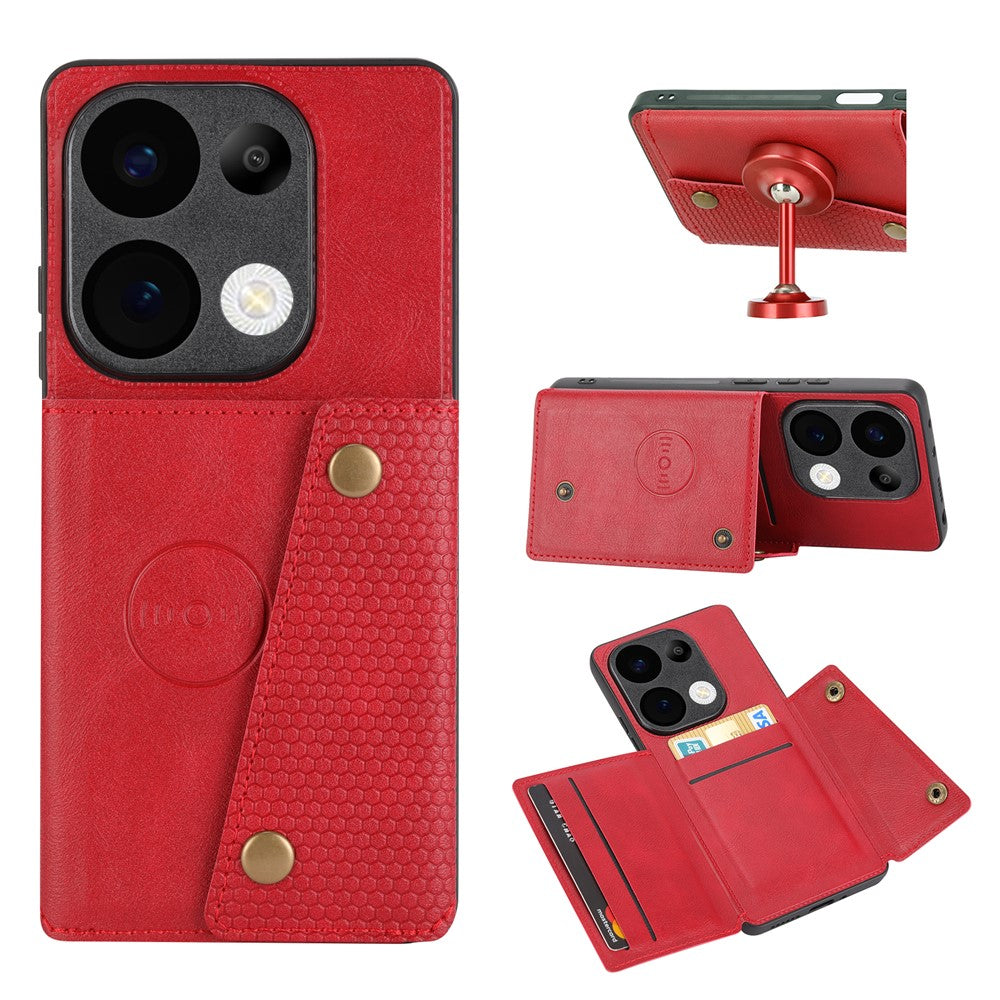 Etui med kortlommer, støtte og læder + TPU-mobilcover til Xiaomi Redmi 15C 4G (Global) (171mm) / Poco C85 4G (171mm)