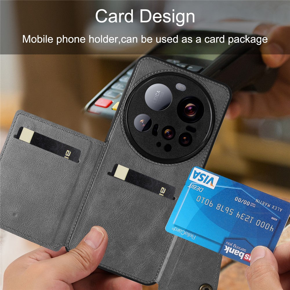 For Xiaomi 15 Ultra Case with Card Slots Kickstand Leather + TPU Phone Cover