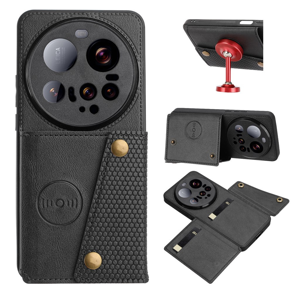 For Xiaomi 15 Ultra Case with Card Slots Kickstand Leather + TPU Phone Cover